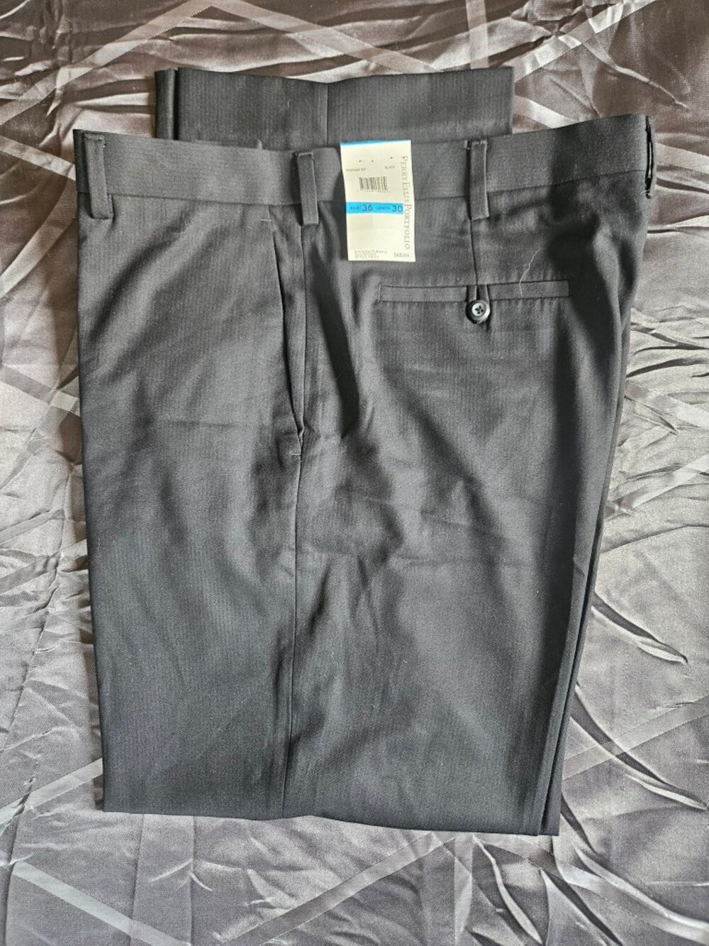 NWT Perry Ellis Portfolio Mens Dress Pants 36x30 Charcoal Grey Herringbone